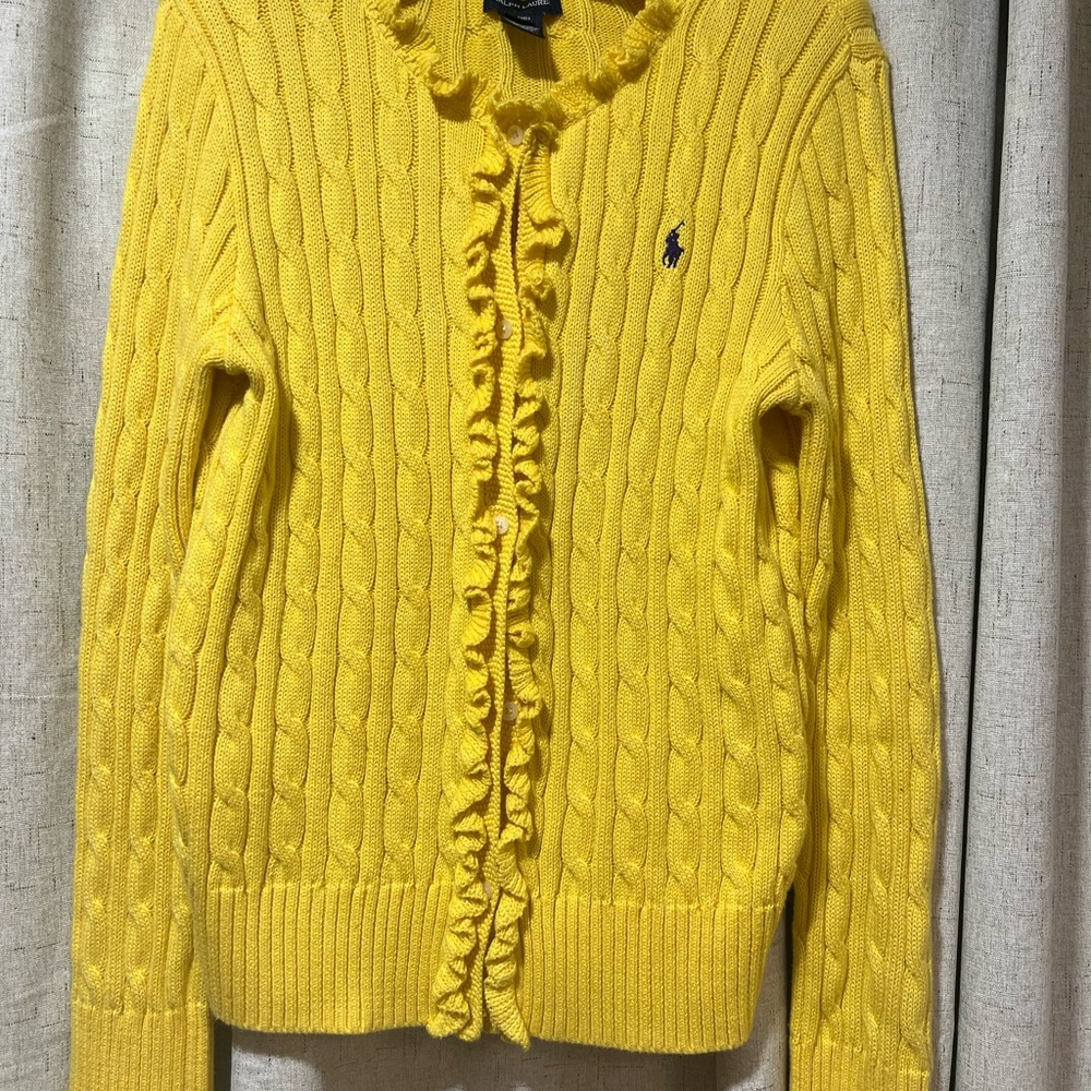 Ralph Lauren Vibrant Yellow Cable Knit Cardigan